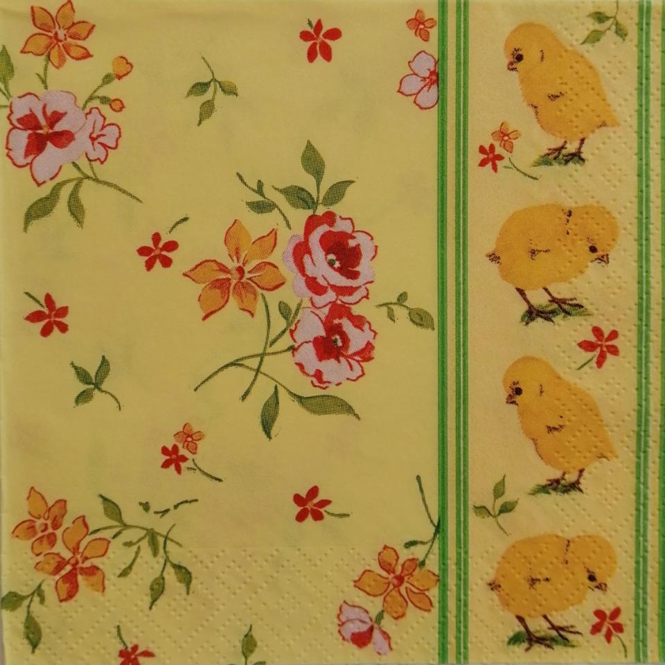 tovaglioli fiori e pulcini arti e grafica busta da 2 pezzi 25 x 25 cm