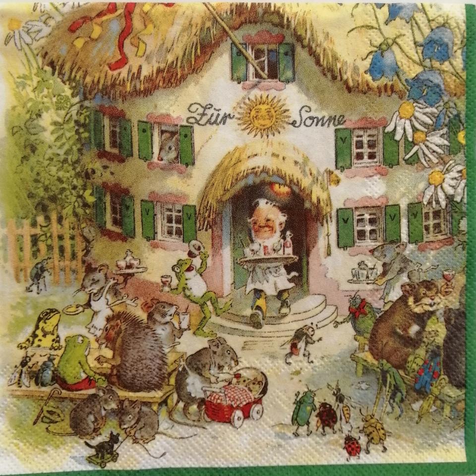 tovaglioli villaggio fantastico arti e grafica  busta da 2 pezzi 33 x 33 cm