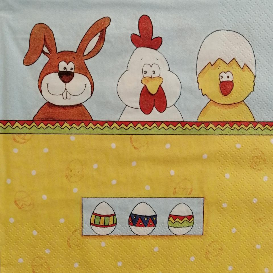 tovaglioli coniglio gallo e pulcino arti e grafica busta da 2 pezzi 33 x 33 cm