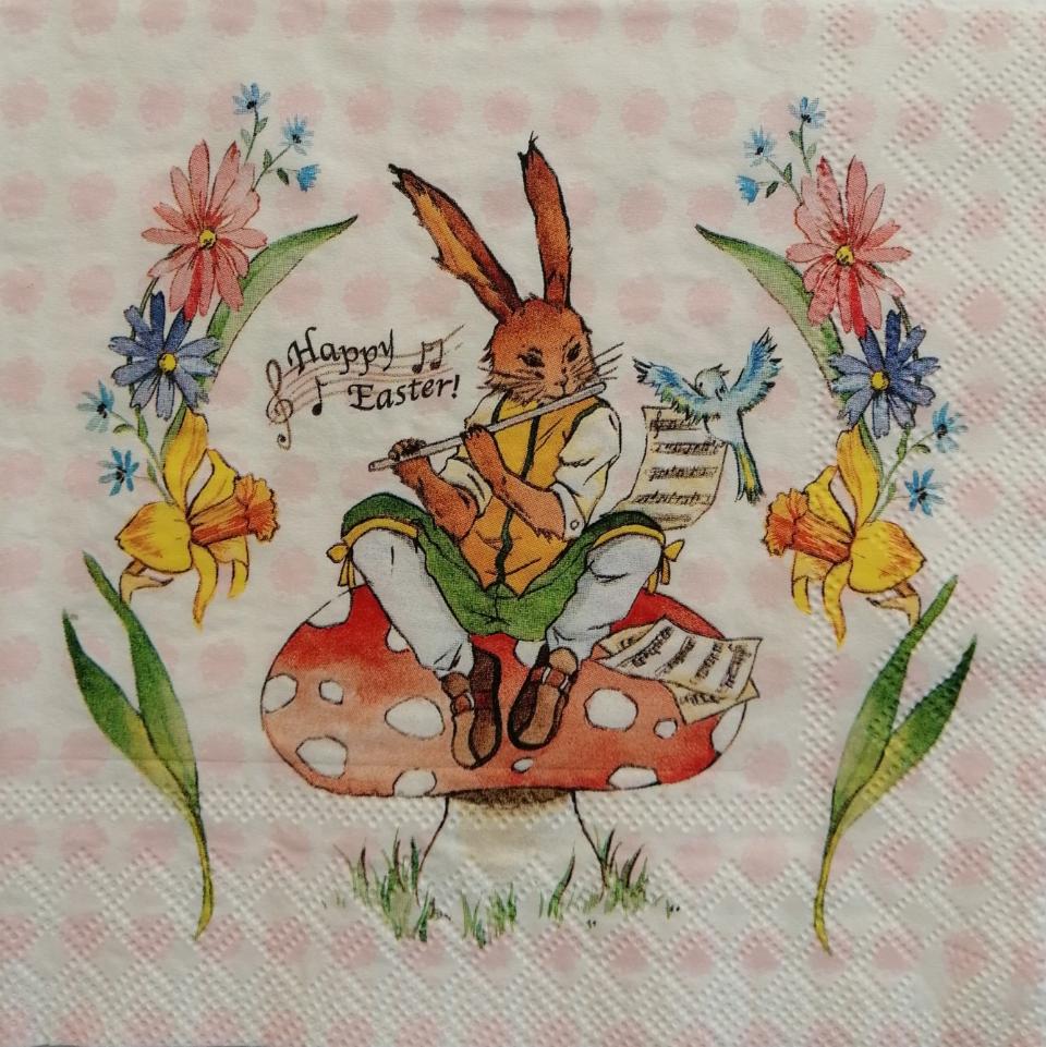 tovaglioli coniglio con flauto arti e grafica busta da 2 pezzi 33 x33 cm