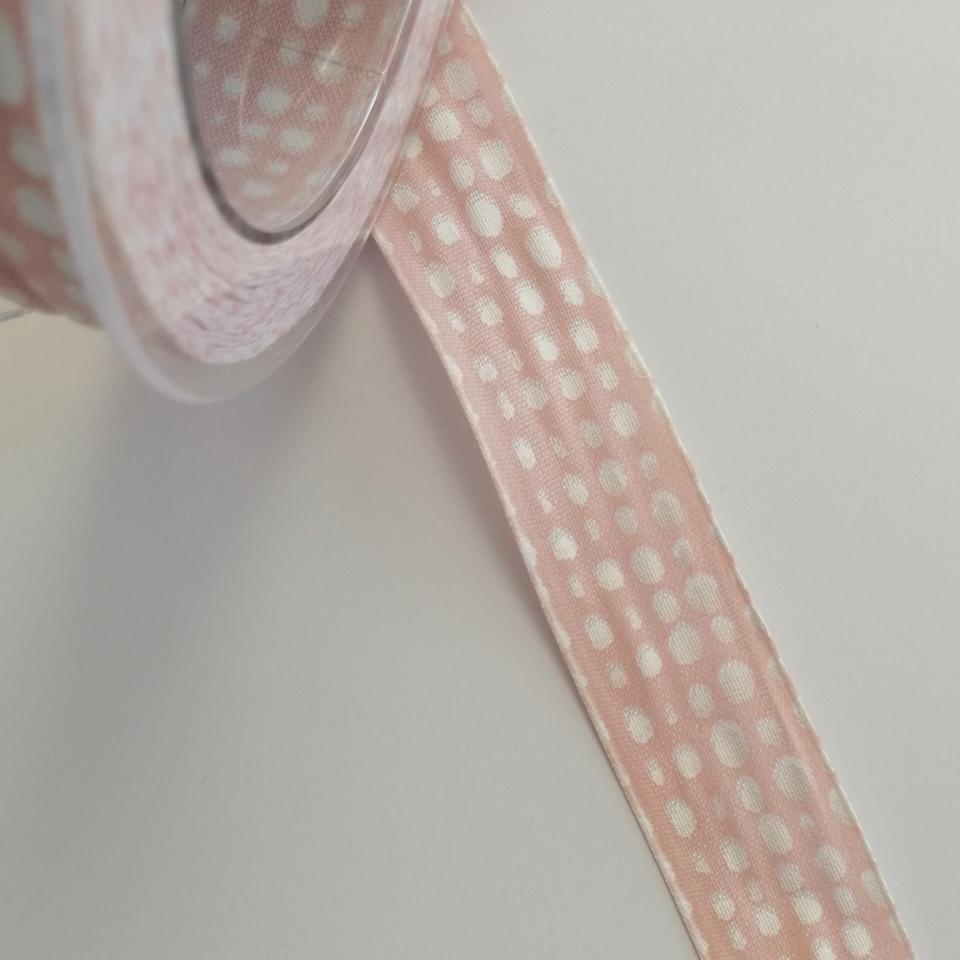 nastro cotone rosa cipria con pois bianchi Goldina 25 mm x 1 mt