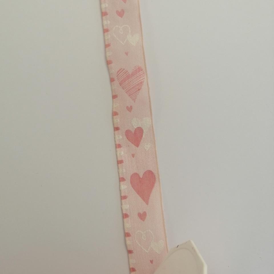 nastro rosa con cuori Goldina 25 mm x 1 mt