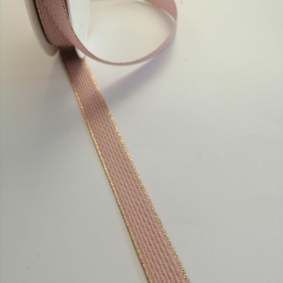 nastro rosa antico e bordo oro Goldina 15 mm x 1 mt