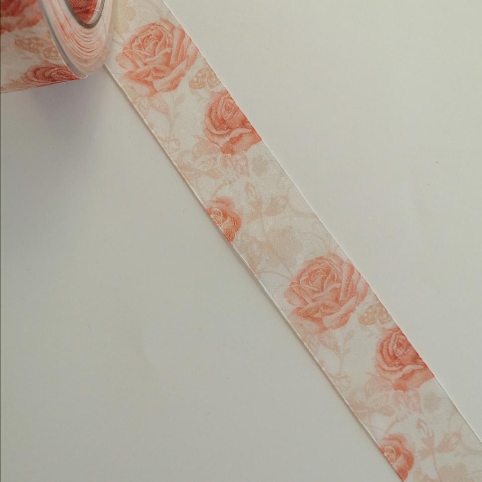 nastro organza con rose colore albicocca Goldina 40 mm per 1 mt