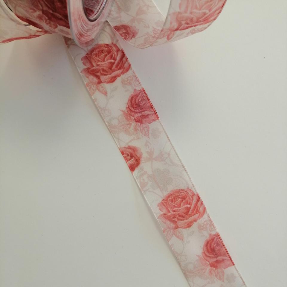 nastro organza rose rosse Goldina 40 mm x 1 mt