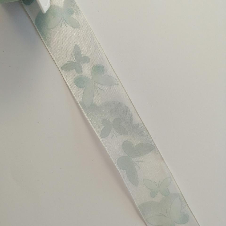 nastro organza con farfalle colore menta Stafil 40 mm per i met