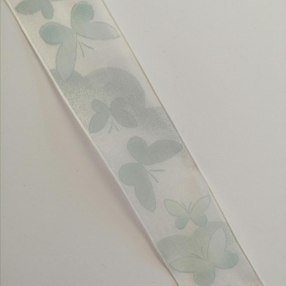 nastro organza con farfalle colore menta Stafil 40 mm per i met