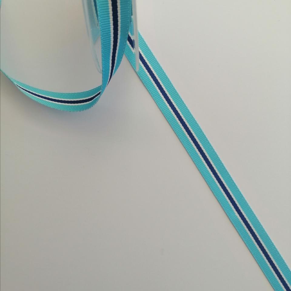 nastro turchese con striscie bianche e blu Stafil 16 mm per 1 mt
