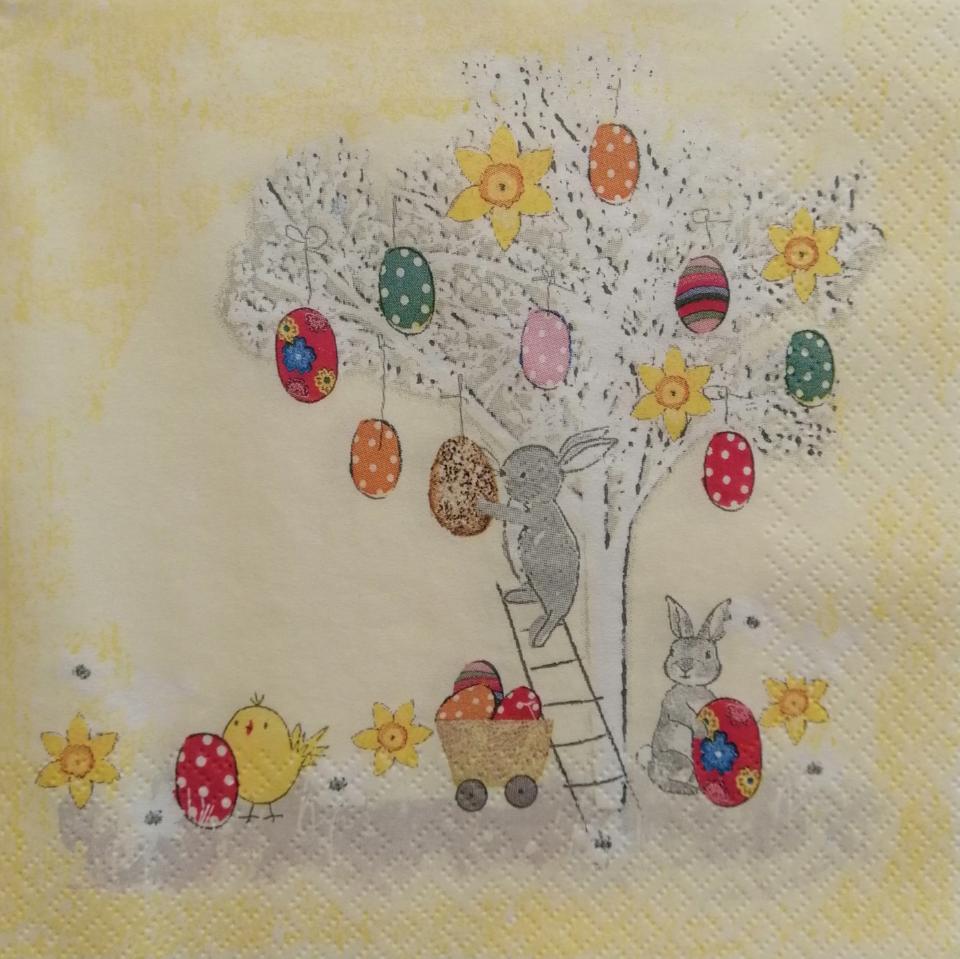 tovaglioli albero pasquale con animaletti arti e grafica busta da 2 pezzi 33 x 33 cm