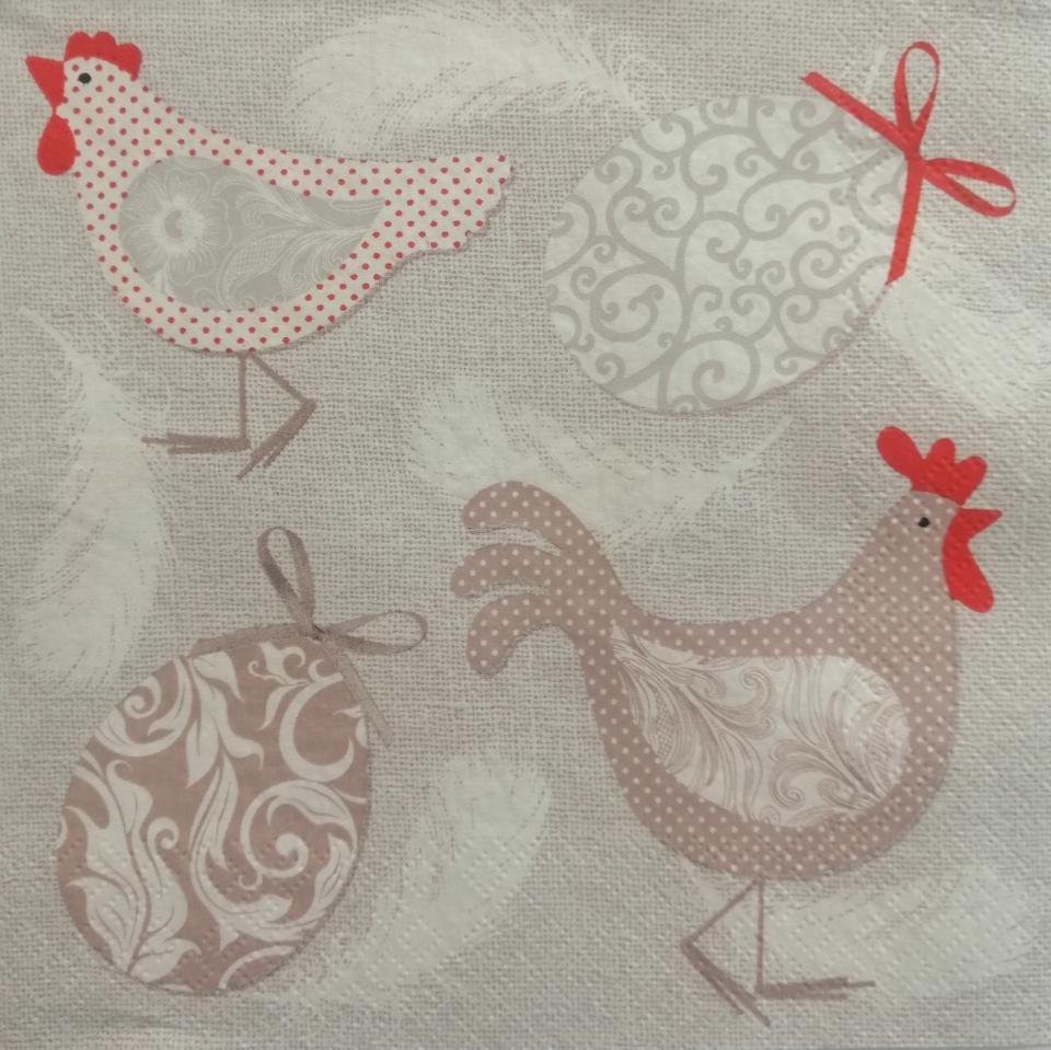 tovaglioli galline e uova shabby arti  e grafica busta da 2 pezzi 33 x 33 cm