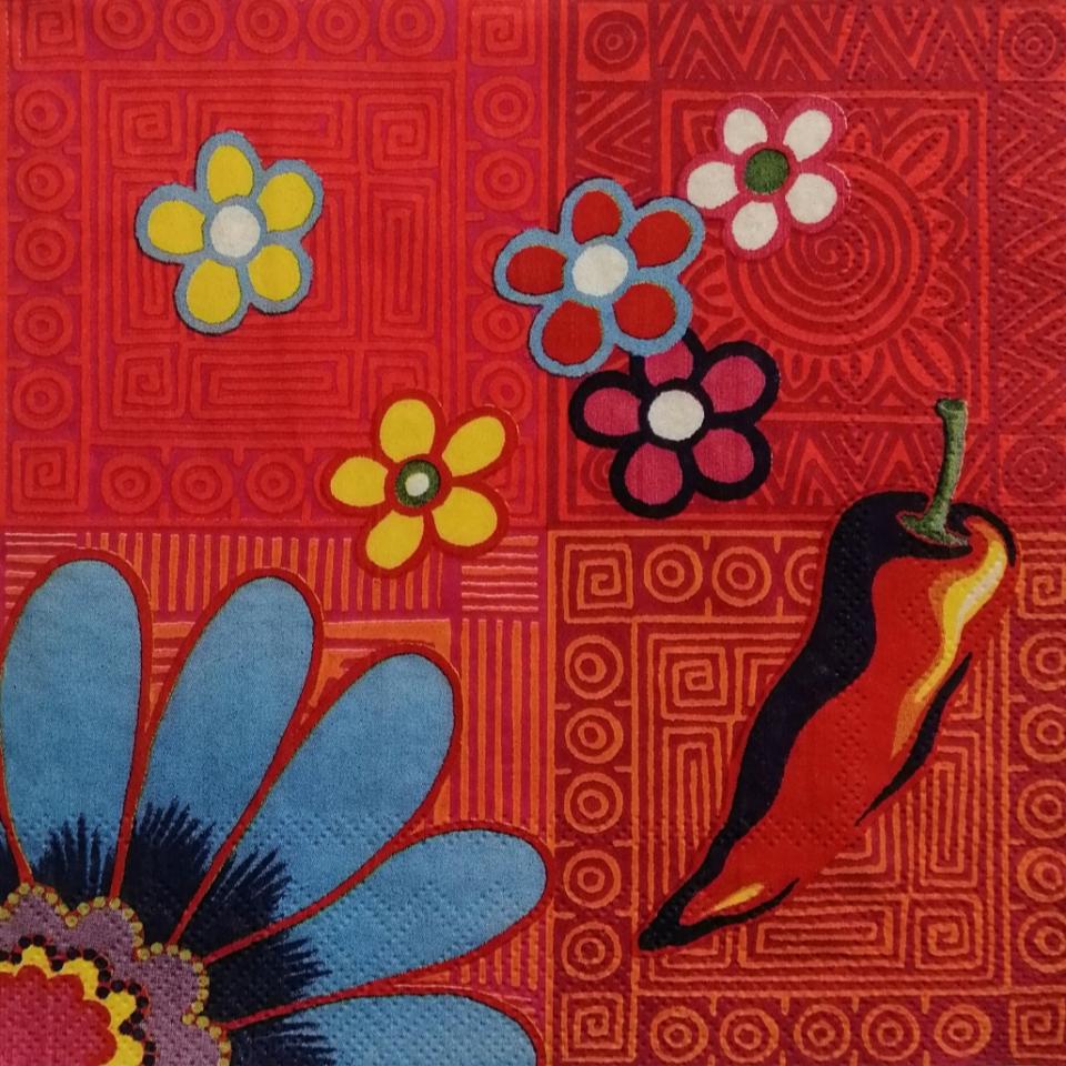 tovaglioli fiori e peperoni arti e grafica busta da 2 pezzi 33 x 33 cm