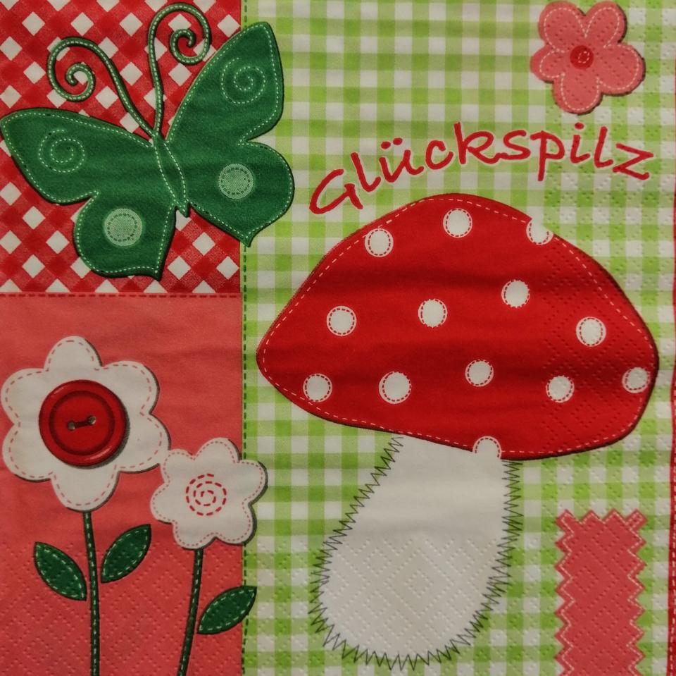 tovaglioli patchwork funghe e farfalle arti e grafica busta da 2 pezzi 33 x 33 cm