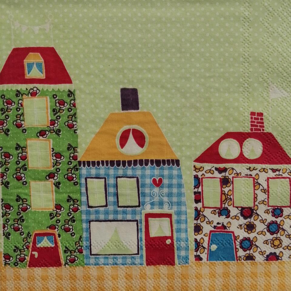 tovaglioli case colorate arti e grafica busta da 2 pezzi 25 x 25 cm