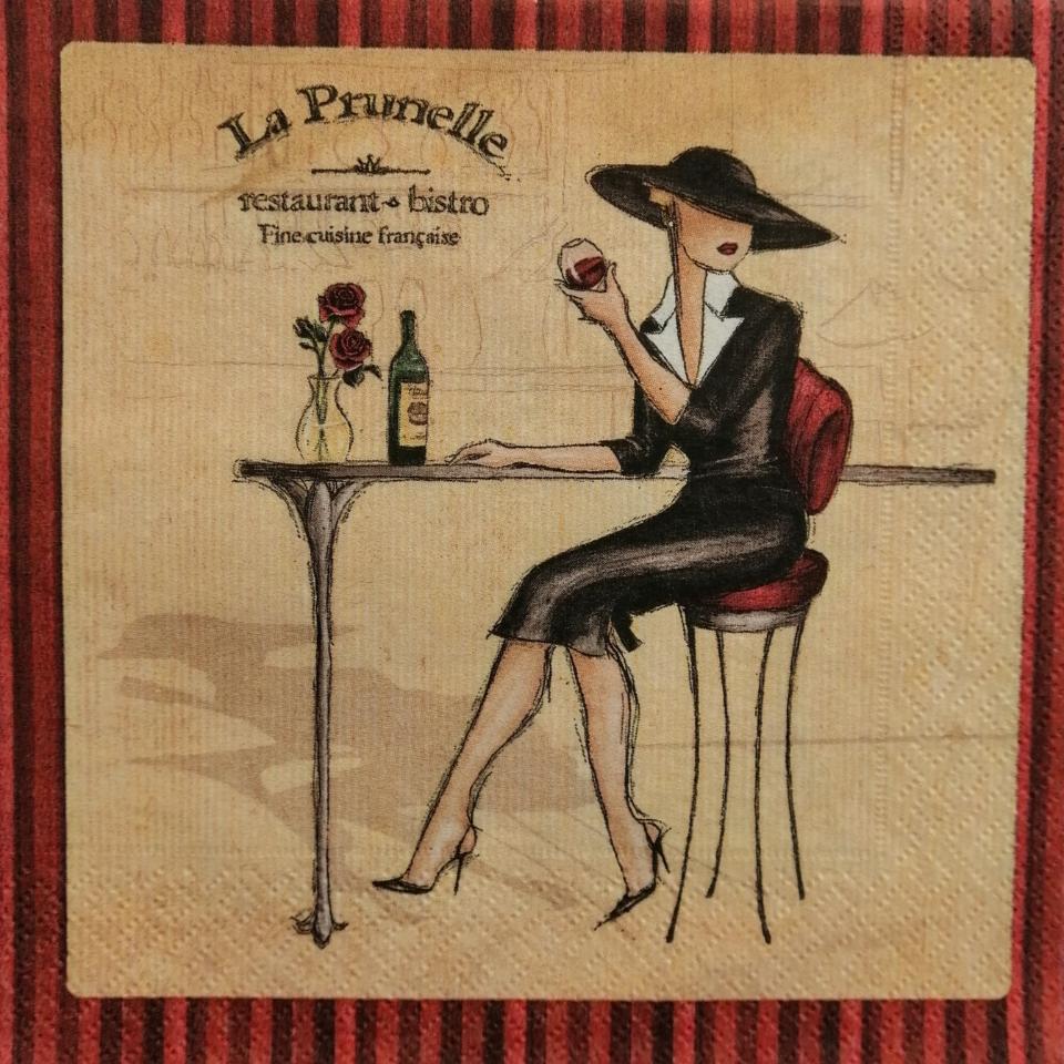 tovaglioli donna con vino arti e grafica busta da 2 pezzi 33 x 33 cm