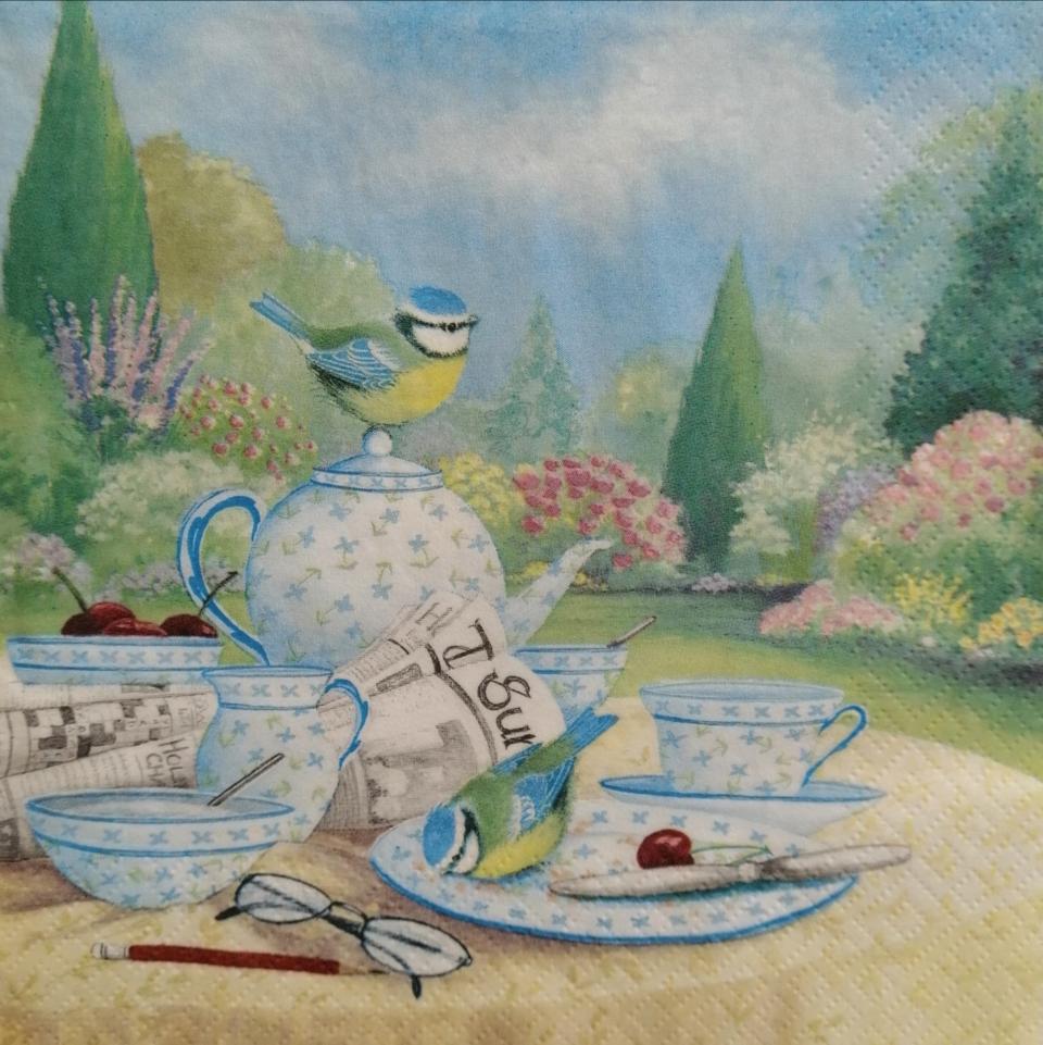 tovaglioli tavolo con tazze in giardino arti e grafica busta da 2 pezzi 33 x 33 cm