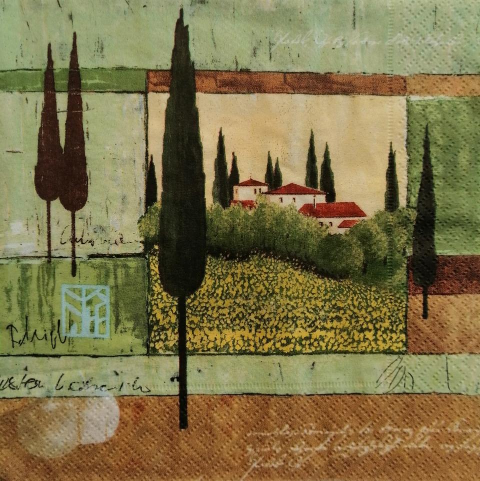 tovaglioli paesaggio e cipressi arti e grafica busta da 2 pezzi 33 x33 cm