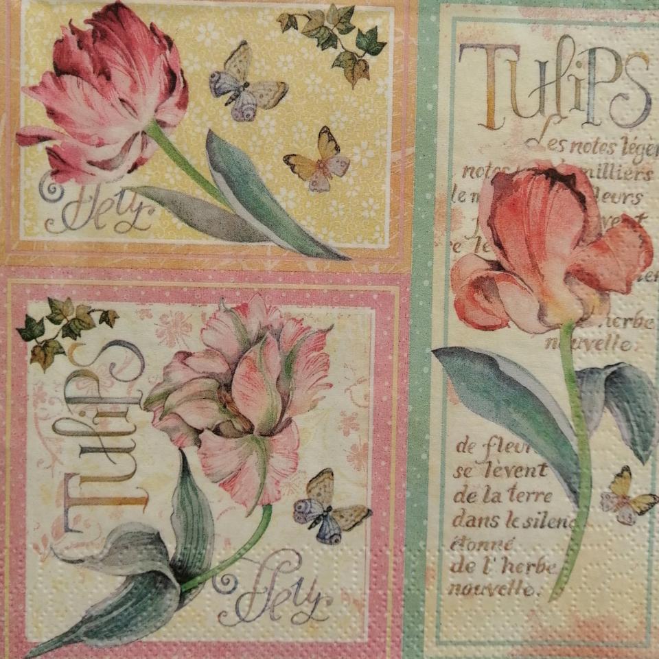 tovagliolo per decoupage fiori tulipani arti e grafica busta da 2 pezzi 33 x 33 cm