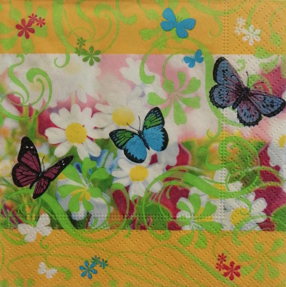 tovagliolo per decoupage fiori e farfalle arti e grafica busta da 2 pezzi 25 x 25 cm