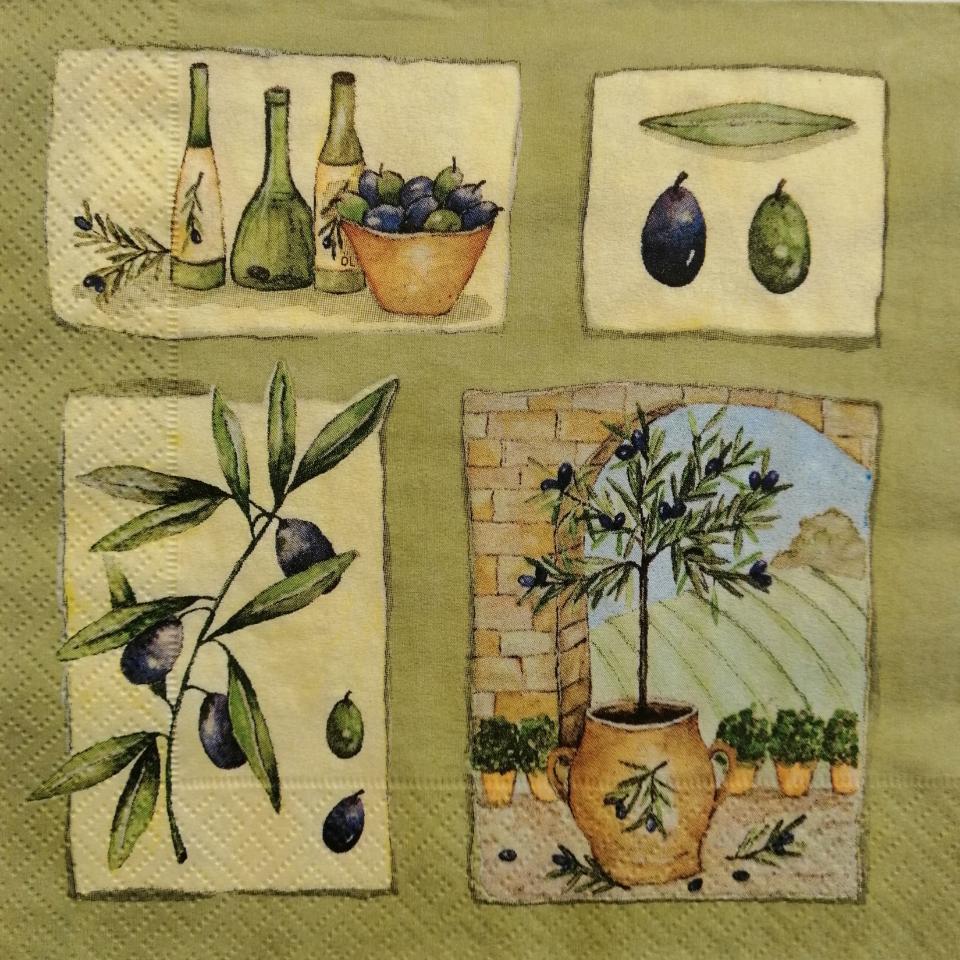 tovaglioli per decoupage olive arti e grafica busta da 2pezzi 33 x 33 cm