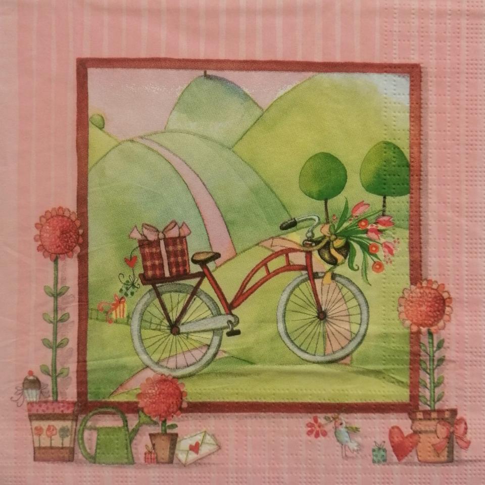 tovaglioli per decoupage bicicletta arti e grafica busta da 2 pezzi 33 x 33 cm