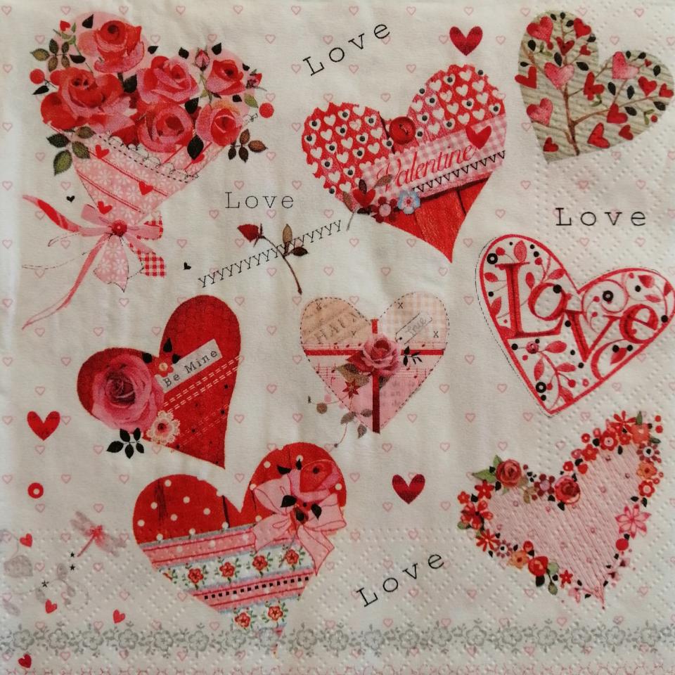 tovaglioli cuori e love arti e grafica busta da 2 pezzi 33 x 33 cm