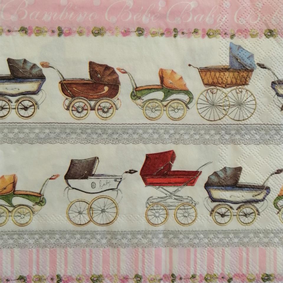 tovagliolo per decoupage baby carrozzine arti e grafica busta da 2 pezzi 33 x 33 cm
