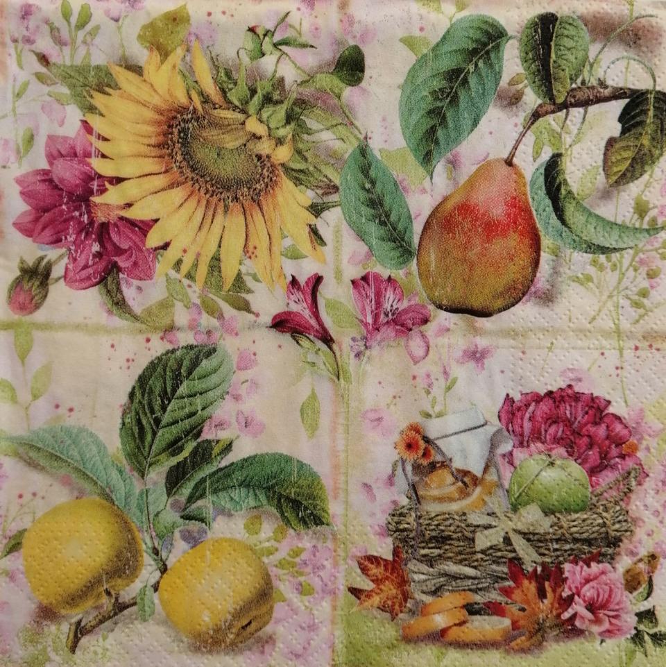 tovaglioli per decoupage fiori e frutta arti e grafica busta da 2 pezzi 33 x 33 cm