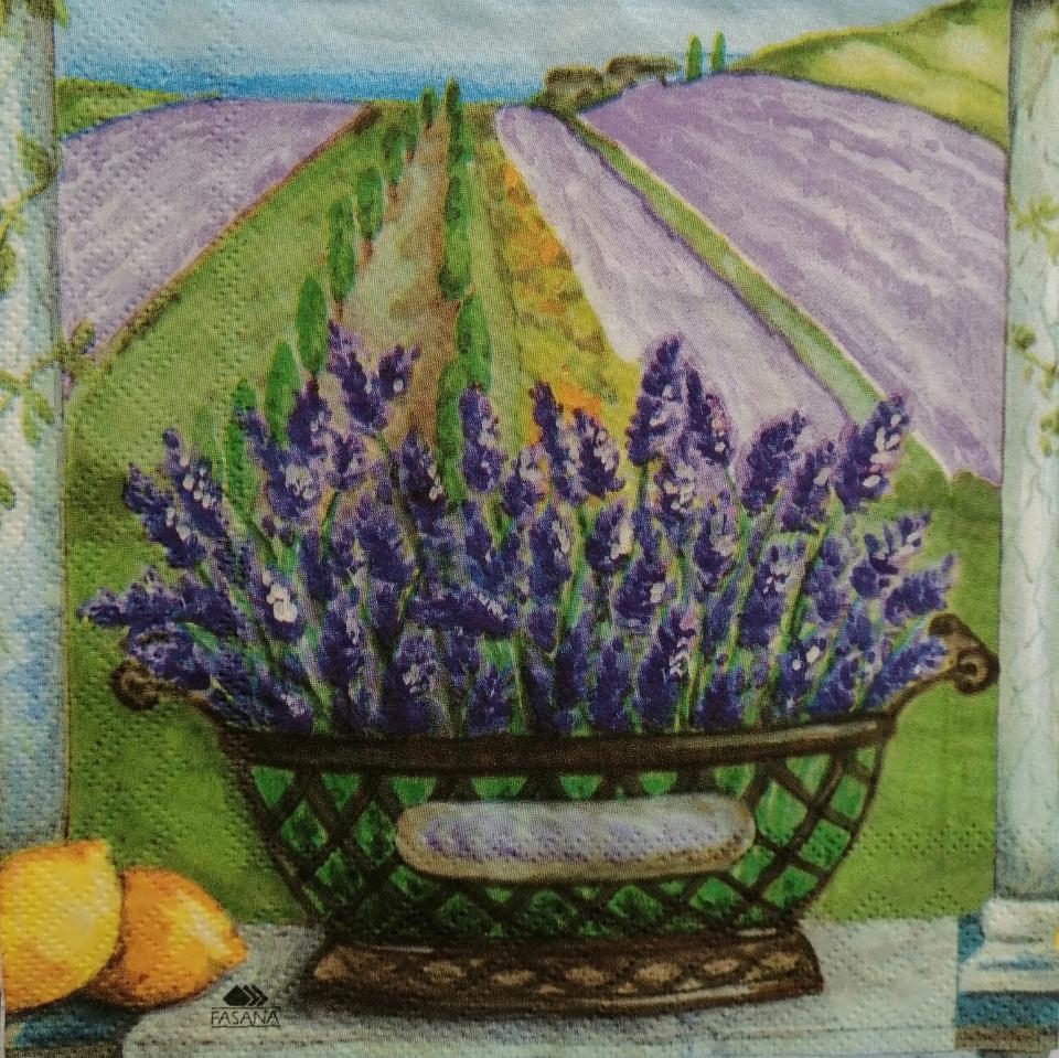 tovaglioli per decoupage fiori cesto di lavanda arti e grafica busta da 2 pezzi 33 x 33 cm