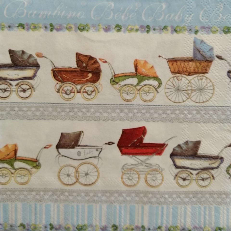 tovagliolo per decoupage baby carrozzineceleste arti e grafica busta da 2 pezzi 33 x 33 cm