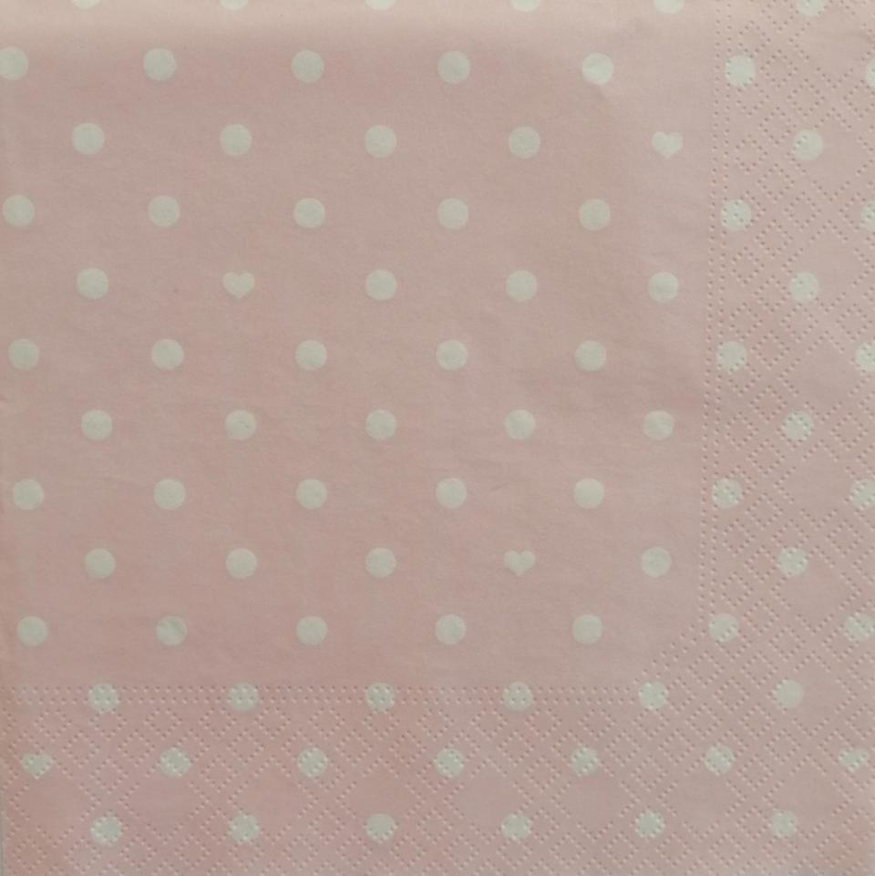 tovagliolo per decoupage rosa  pois bianchi arti e grafica busta da 2 pezzi 33 x 33 cm