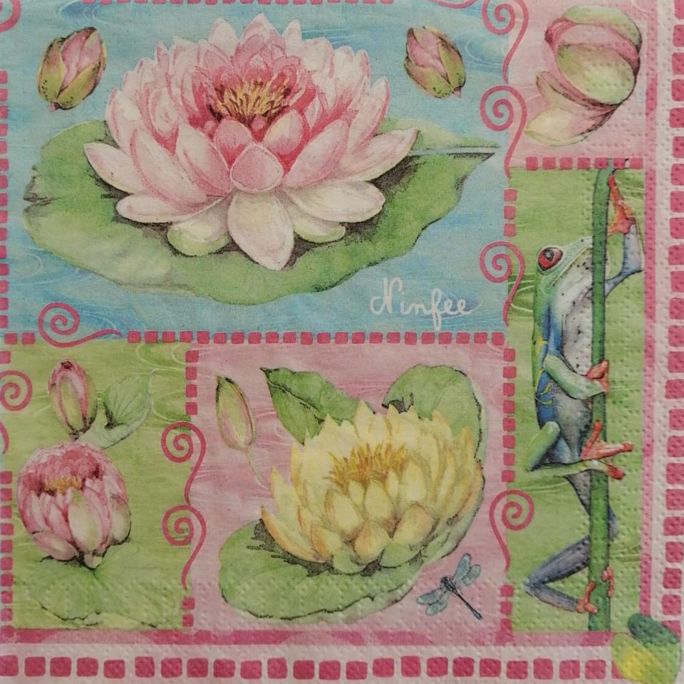 tovagliolo per decoupage fiori ninfee arti e grafica busta da 2 pezzi 33 x 33 cm