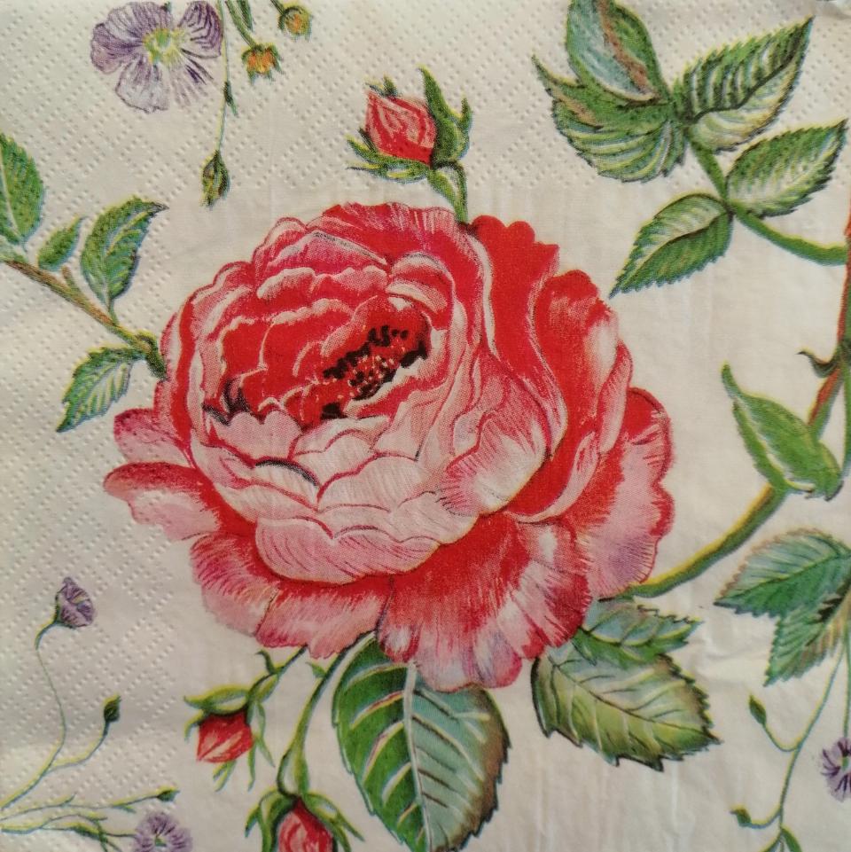 tovaglioli per decoupage fiori  rosa rossa arti e grafica busta da 2 pezzi 33 x 33 cm