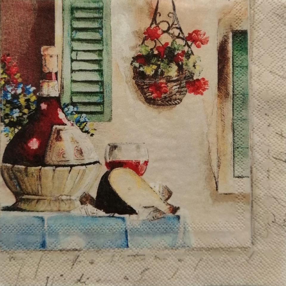 tovaglioli per decoupage fiasco di vino e pagnotta arti e grafica busta da 2 pezzi 25 x 25