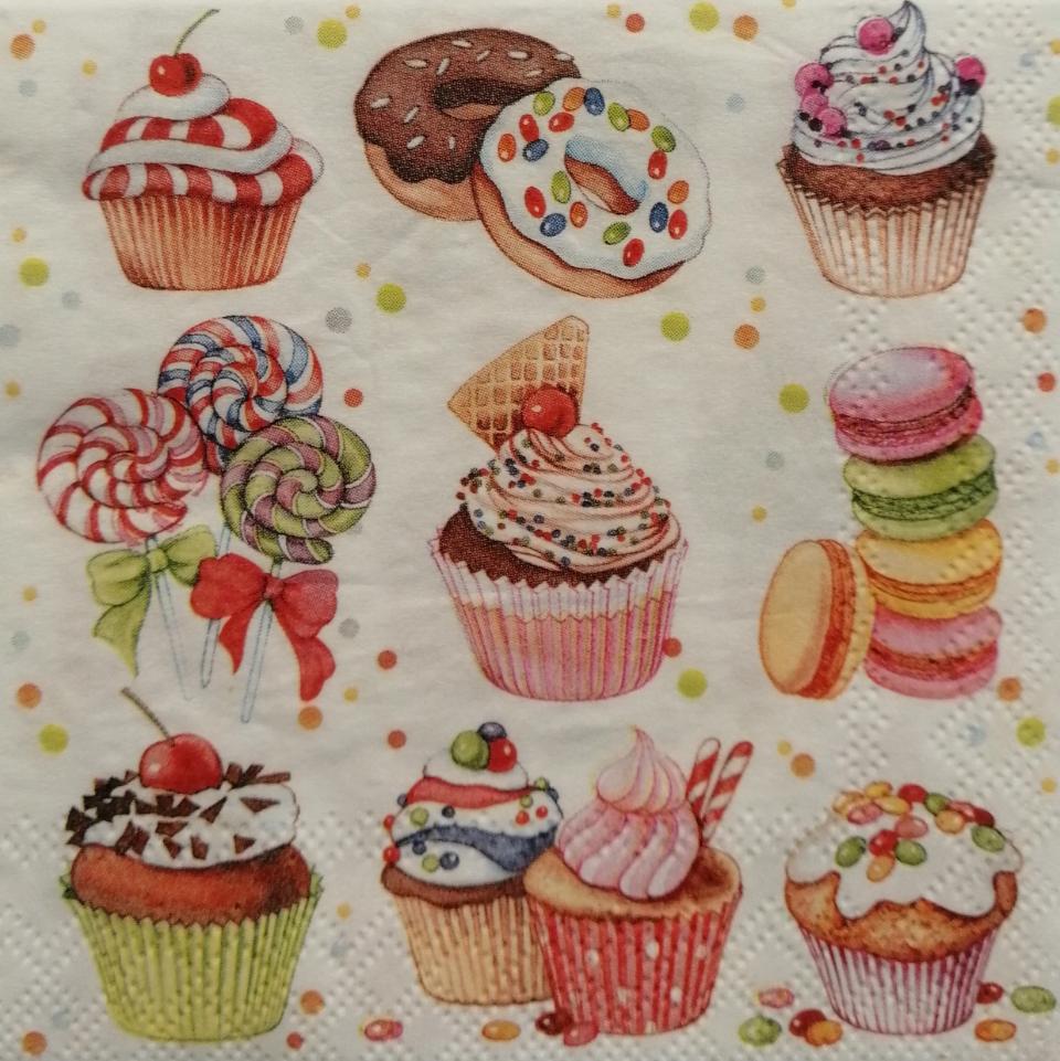 tovaglioli per decoupage dolcetti arti e grafica busta da 2 pezzi 25 x 25