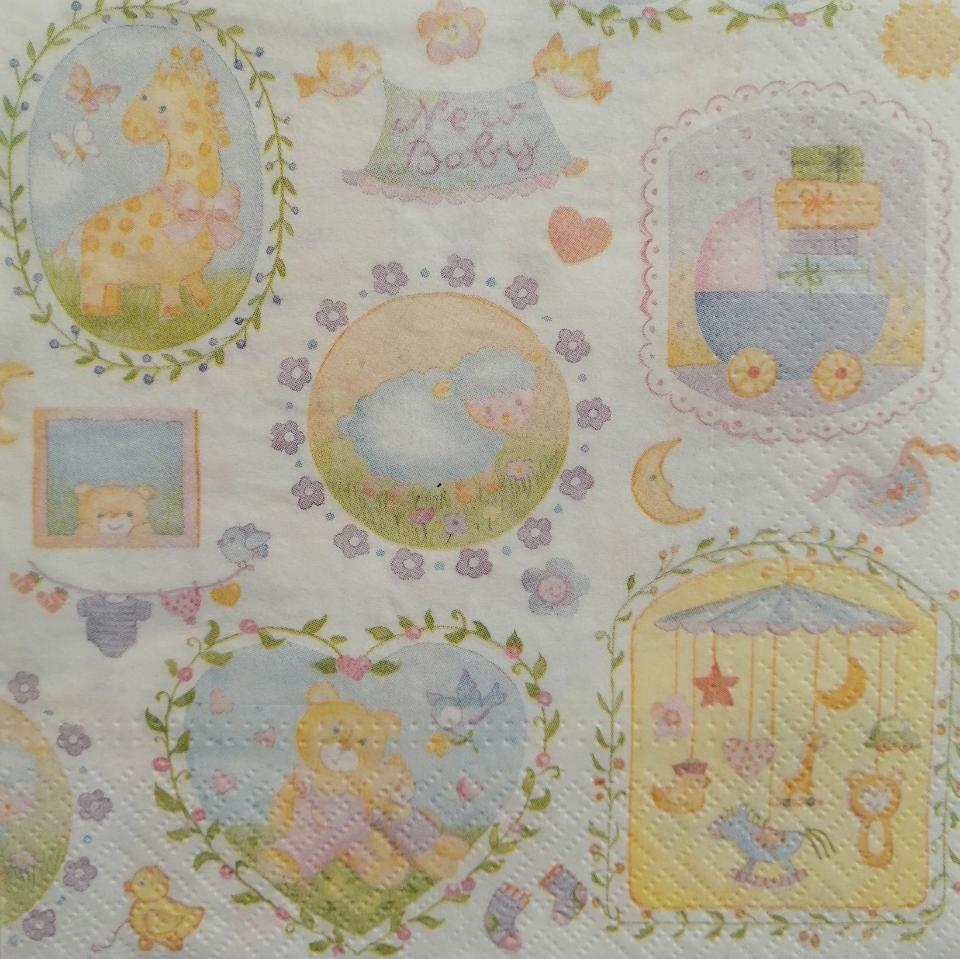 tovaglioli per decoupage new baby arti e grafica busta da 2 pezzi 33 x 33 cm