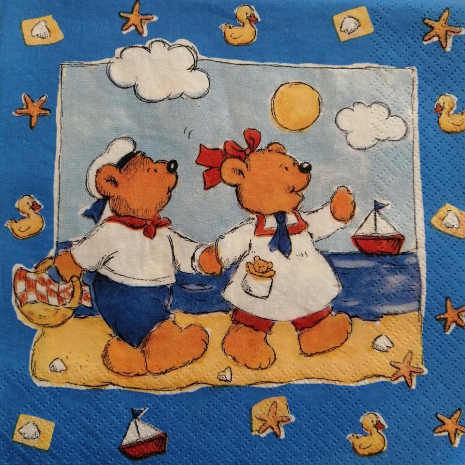 tovaglioli per decoupage orsetti a mare arti e grafica busta da 2 pezzi 33 x 33 cm