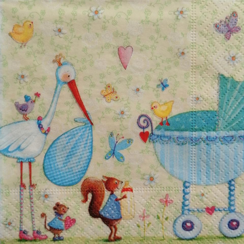tovaglioli decori nascita arti e grafica busta da 2 pezzi 25 x 25