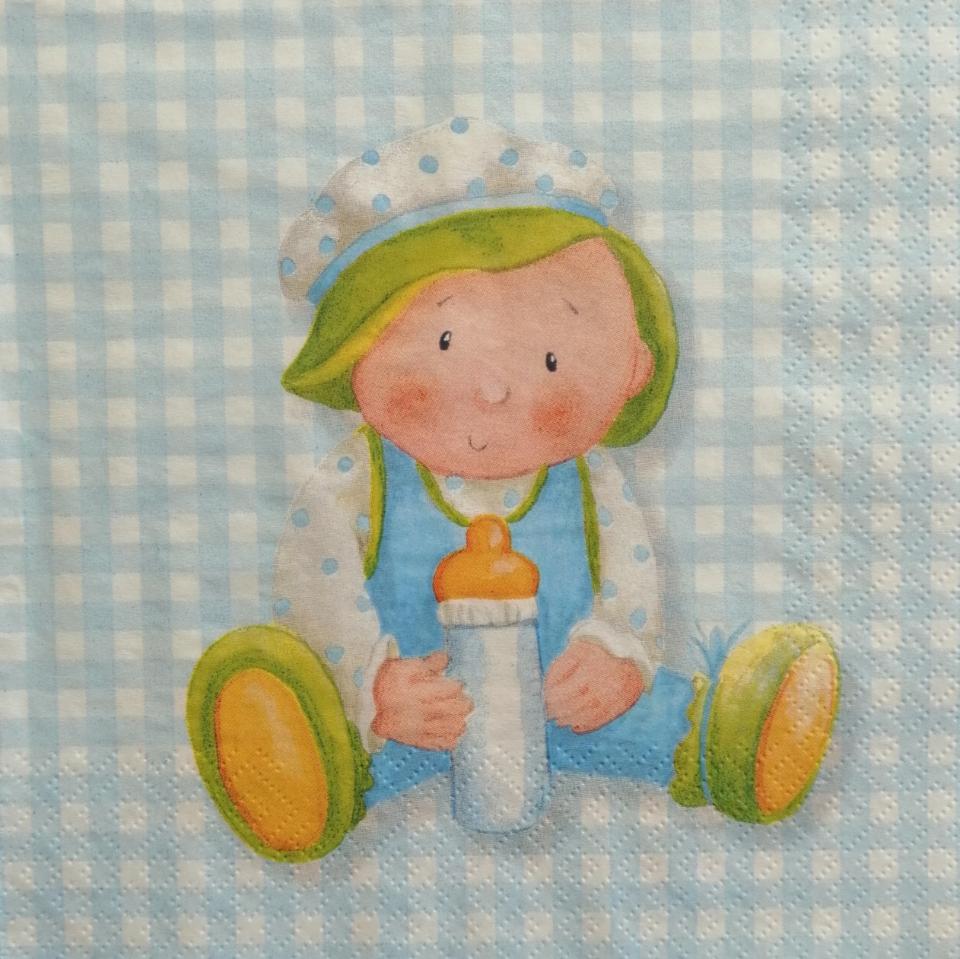 tovaglioli per decoupage bambino con biberon arti e grafica busta da 2 pezzi 33 x 33 cm