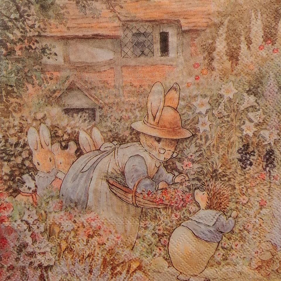 tovaglioli per  decoupage mamma coniglio arti e grafica busta da 2 pezzi 33 x 33 cm