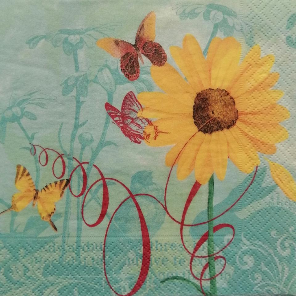 tovaglioli per  decoupage girasoli e farfalle arti e grafica busta da 2 pezzi 33 x 33 cm