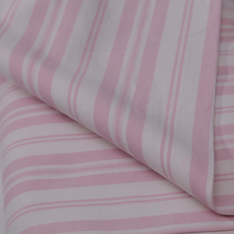 tessuto cotone a strisce bianco e rosa hft 140  x 30 cm