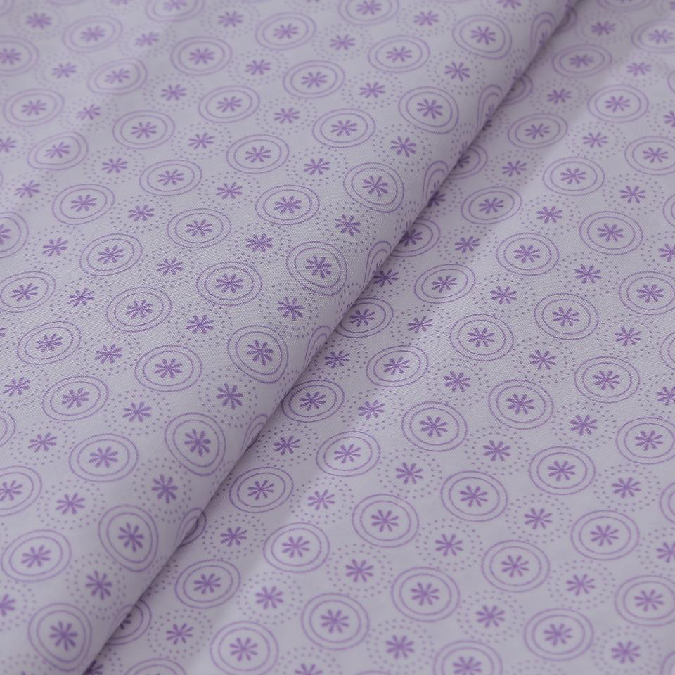 Stoffa Tante Ema bianca con cerchi e fiori glicine TANTE EMA 130X30CM