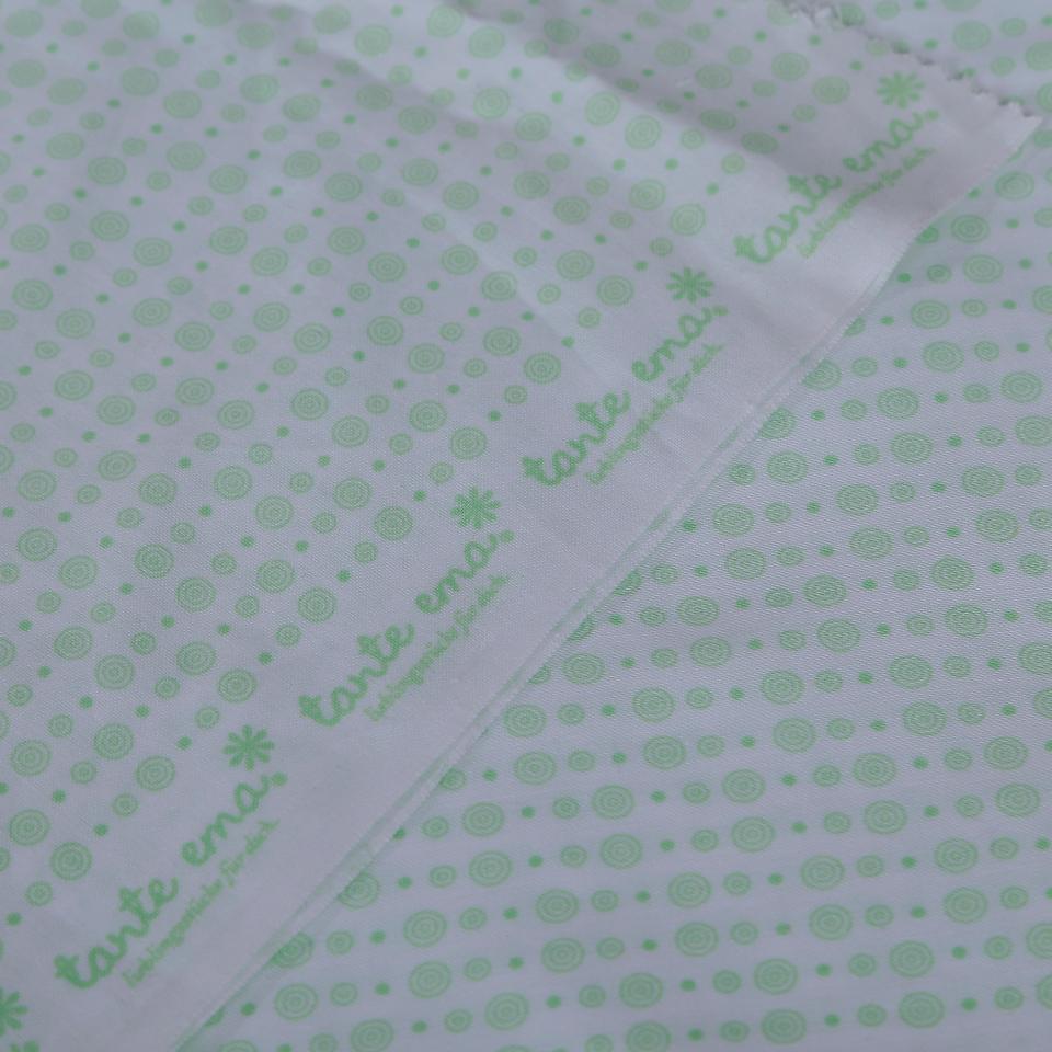 Stoffa Tante Ema bianca con cerchi verde chiaro TANTE EMA 130X30CM
