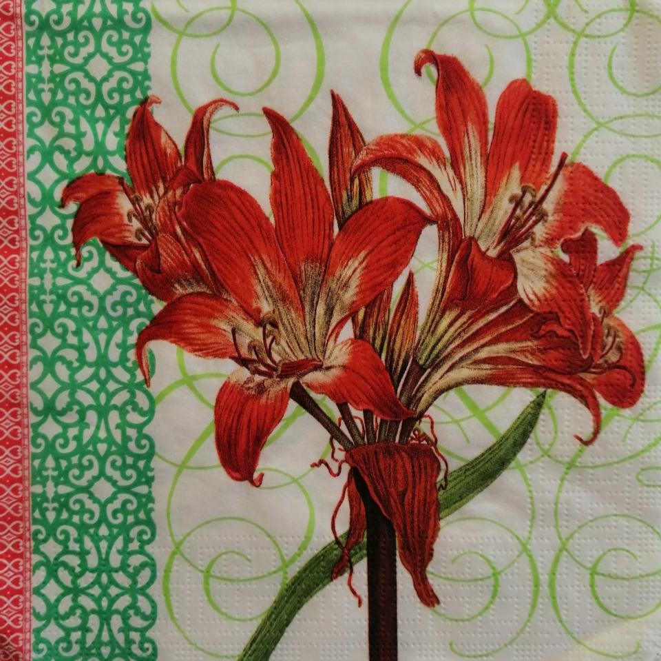 tovaglioli per  decoupage fiori amarillis arti e grafica busta da 2 pezzi 33 x 33 cm