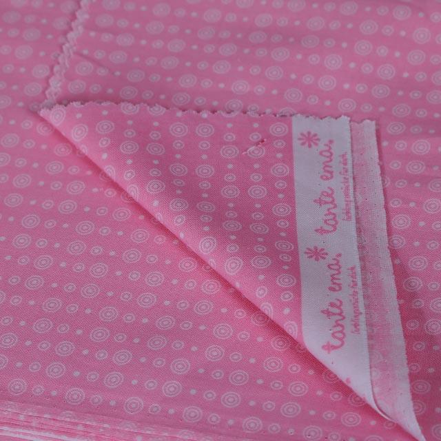 Stoffa Tante Ema rosa con cerchi bianchi TANTE EMA 130X30CM