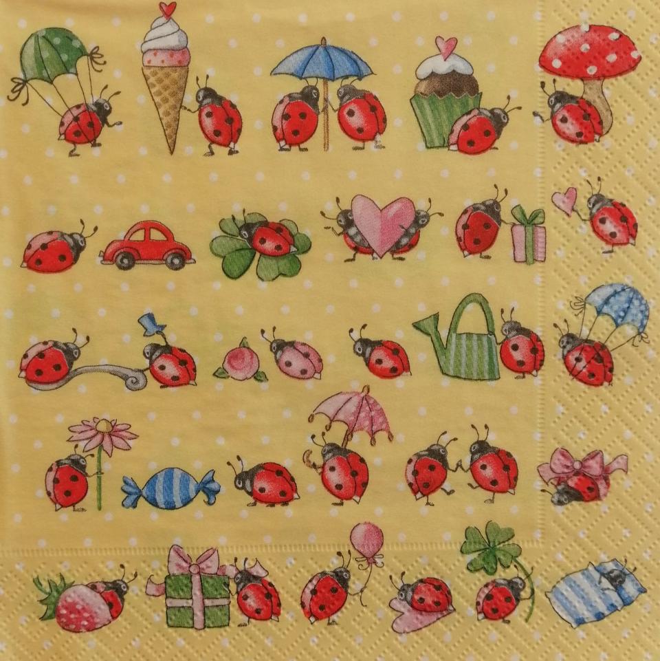 tovaglioli per decoupage animali coccinelle arti e grafica busta da 2 pezzi 33x33 cm