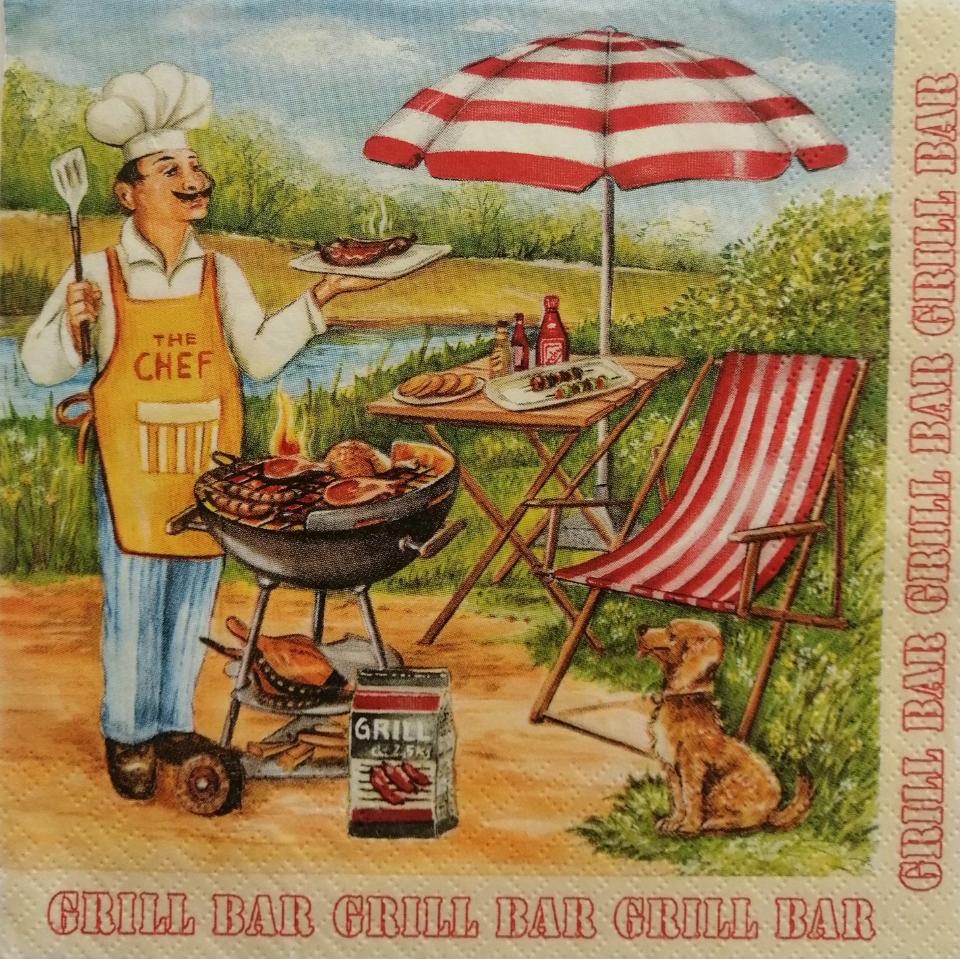 tovaglioli per decoupage bar grill arti e grafica busta da 2 pezzi 33x33 cm