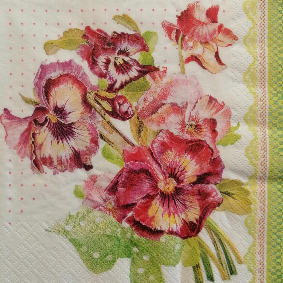 tovaglioli per decoupage pansè arti e grafica busta da 2 pezzi 33x33 cm