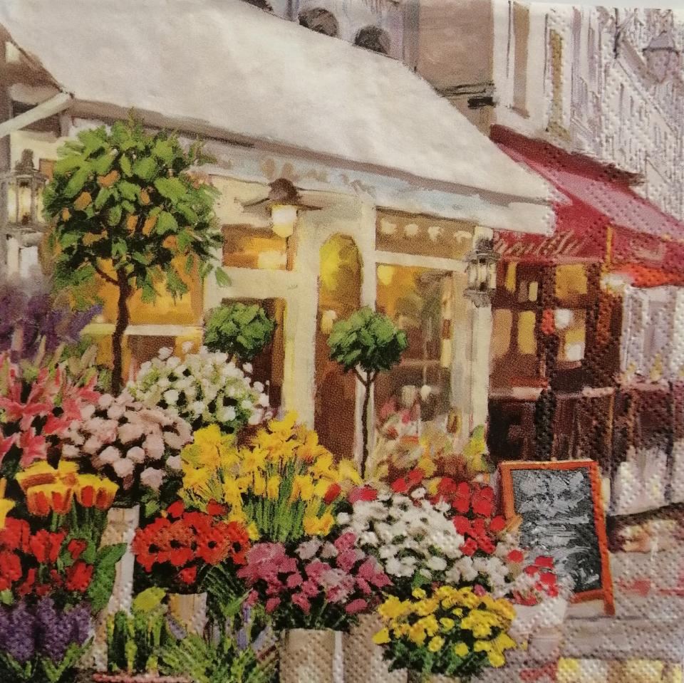 tovaglioli per decoupage piazza con fiori arti e grafica busta da 2 pezzi 33x33 cm