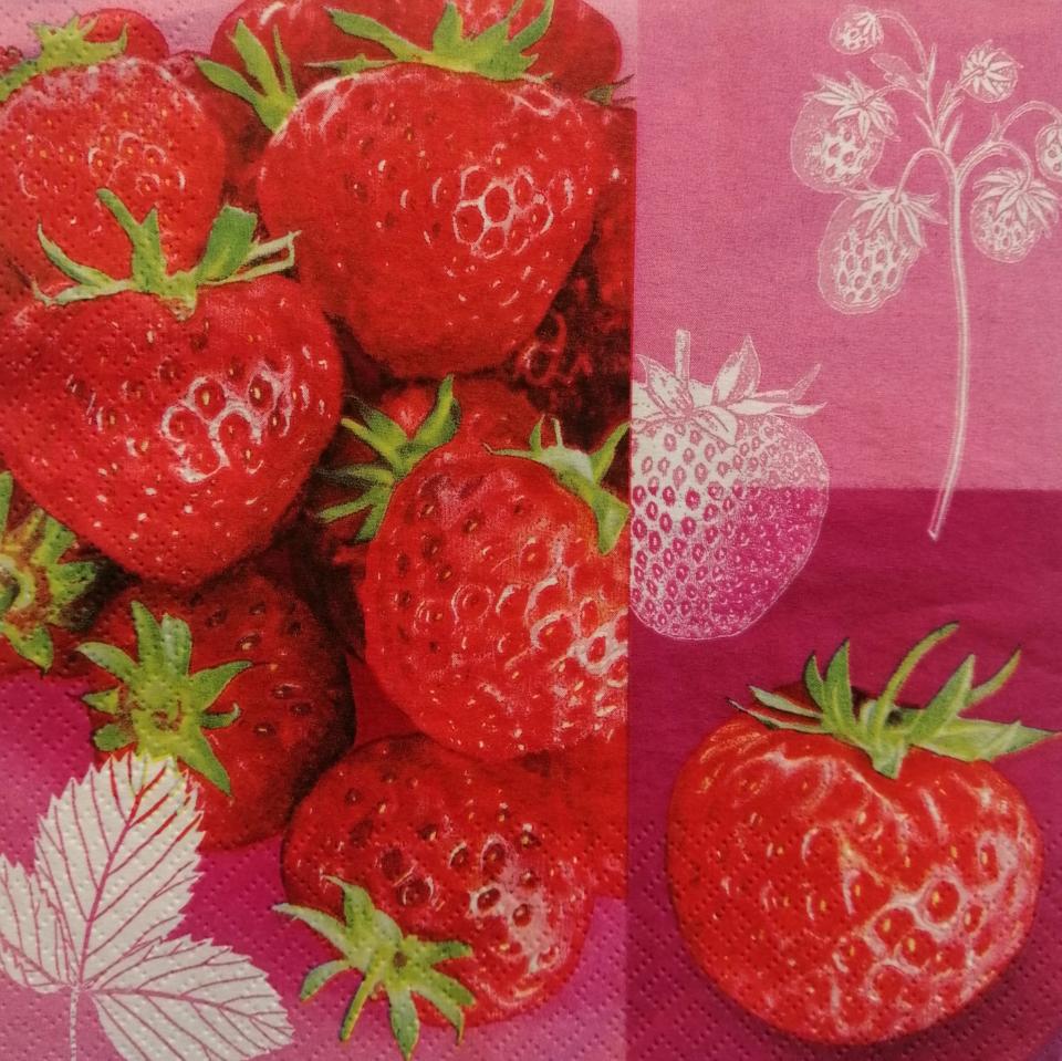 tovaglioli per decoupage fragole effetto fotografico arti e grafica busta da 2 pezzi 33x33 cm